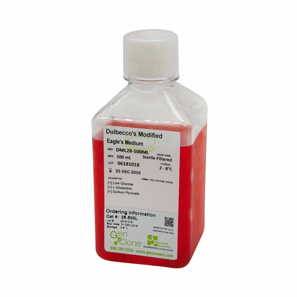GenClone 25-500L DMEM, Low Glucose, with L-Glutamine, with Sodium Pyruvate, 6 x 500 mL/Unit primary image